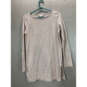 J. Jill Orange Striped Cotton Long Sleeve Tunic Knit Sweater Top Womens Sz Small